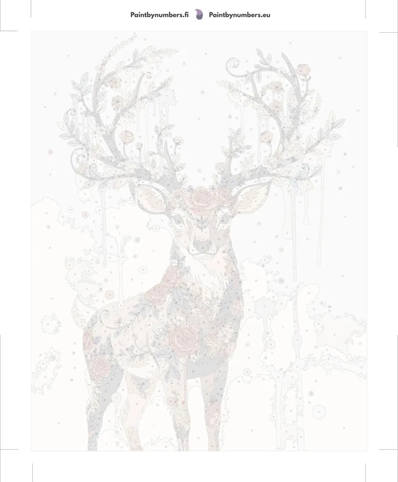 Paint by numbers canvas - Floral Antlered Deer