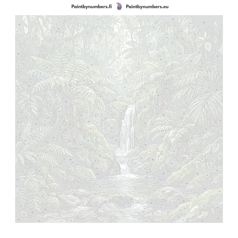 Numeroitu kangas - Jungle Waterfall Stream 50x50cm