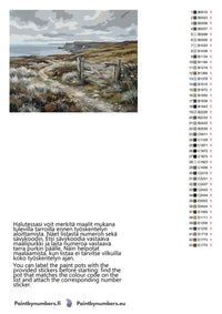 Thumbnail for Paint by numbers color chart - Coastal Path and Wooden Gate - väriluettelo ja ohjeet