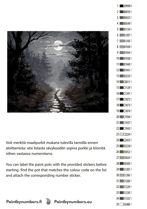Numeromaalauksen väriluettelo - maisema