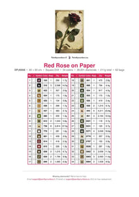 Thumbnail for Red Rose on Paper timanttimaalauksen värikartta – 34 DMC-väriä
