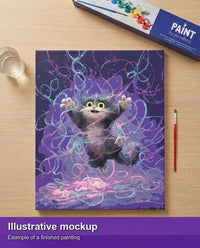 Thumbnail for Valmiin numeromaalauksen havainnekuva - Cartoon Cat with String 40x50cm