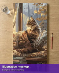 Thumbnail for Valmiin numeromaalauksen havainnekuva - Tabby Cat by Window 40x80cm