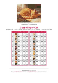 Thumbnail for Cozy Ginger Cat timanttimaalauksen värikartta – 26 DMC-väriä