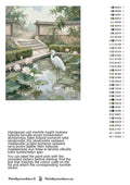 Thumbnail for Paint by numbers color chart - White Heron in Garden Pond - väriluettelo ja ohjeet