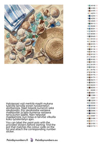 Thumbnail for Värikartta ja ohjeet - Seashells and Sun Hat 50x50cm