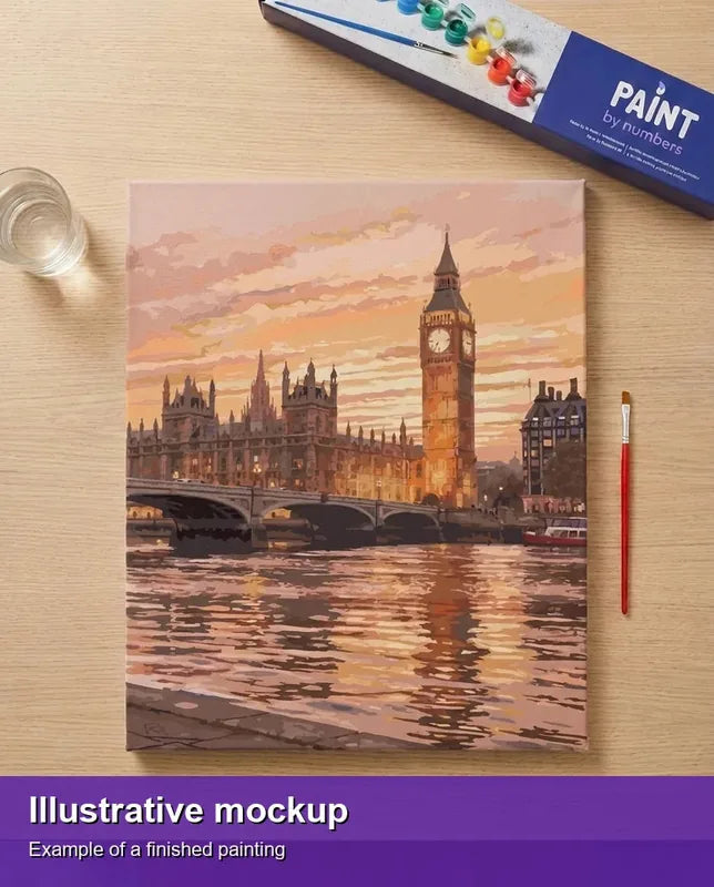Valmiin numeromaalauksen havainnekuva - Big Ben at Sunset 40x50cm