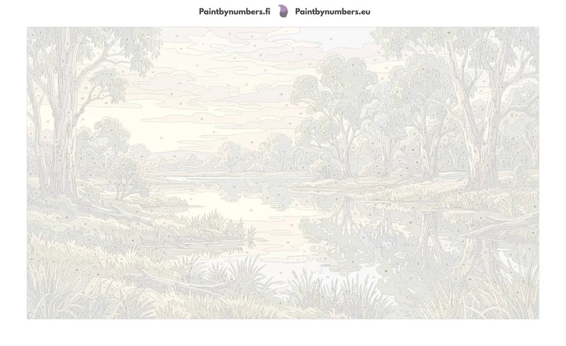 Numeroitu kangas - Eucalyptus Trees by Lake 70x40cm