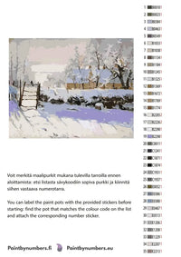 Thumbnail for Paint by numbers color chart - The Magpie - väriluettelo ja ohjeet