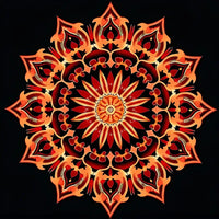 Thumbnail for Punainen ja oranssi mandala mustalla taustalla