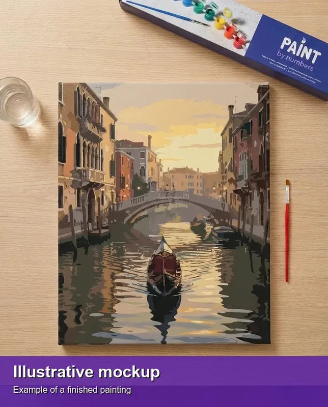 Valmiin numeromaalauksen havainnekuva - Venetian Sunset Serenity 40x50cm