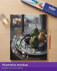 Thumbnail for Valmiin numeromaalauksen havainnekuva - Pears and Plums on Plate 40x50cm