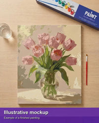 Thumbnail for Valmiin numeromaalauksen havainnekuva - Pink Tulips in Vase 40x50cm