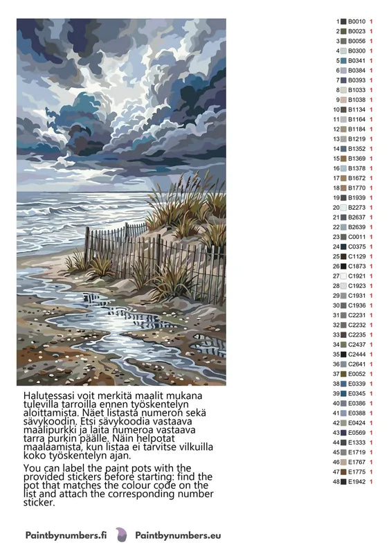Värikartta ja ohjeet - Stormy Beach Dunes 40x70cm