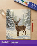 Thumbnail for Valmiin numeromaalauksen havainnekuva - Deer in Snowy Forest 40x50cm