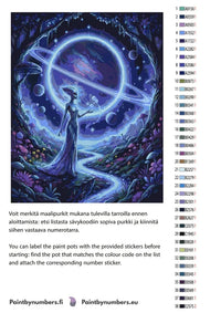 Thumbnail for Paint by numbers color chart - Alien with Ringed Planet - väriluettelo ja ohjeet