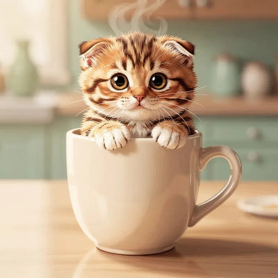 Timanttimaalaus Kitten in a Cup