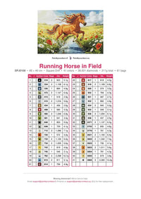 Thumbnail for Running Horse in Field timanttimaalauksen värikartta – 41 DMC-väriä