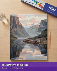 Thumbnail for Valmiin numeromaalauksen havainnekuva - Serene Fjord Reflections 40x50cm