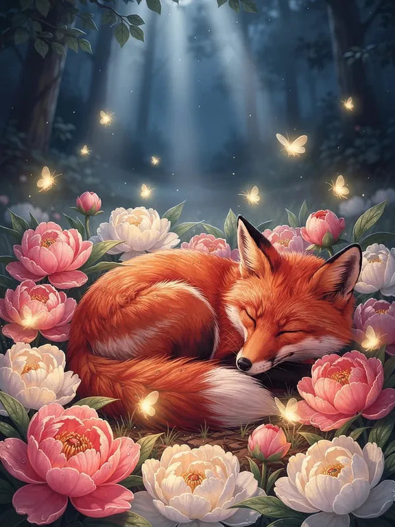Timanttimaalaus Fox in Blossoms