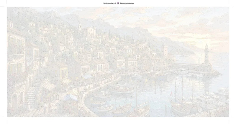 Paint by numbers canvas - Coastal Italian Village Harbor