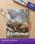 Thumbnail for Valmiin numeromaalauksen havainnekuva - Dachshund Sleeping on Bench 40x50cm