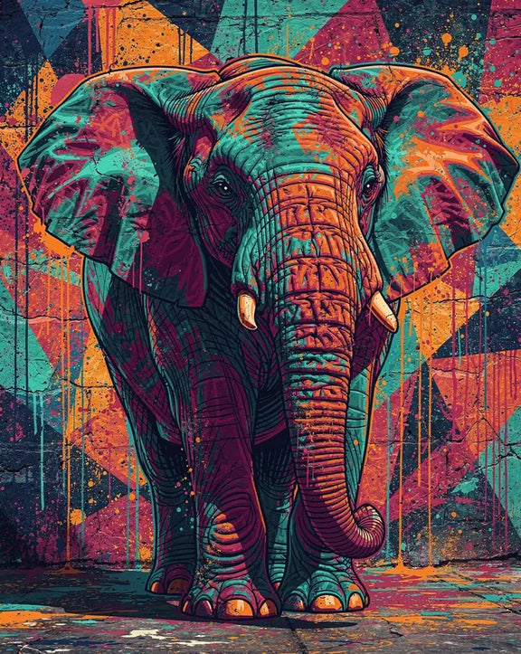 Timanttimaalaus Paint Splash Elephant