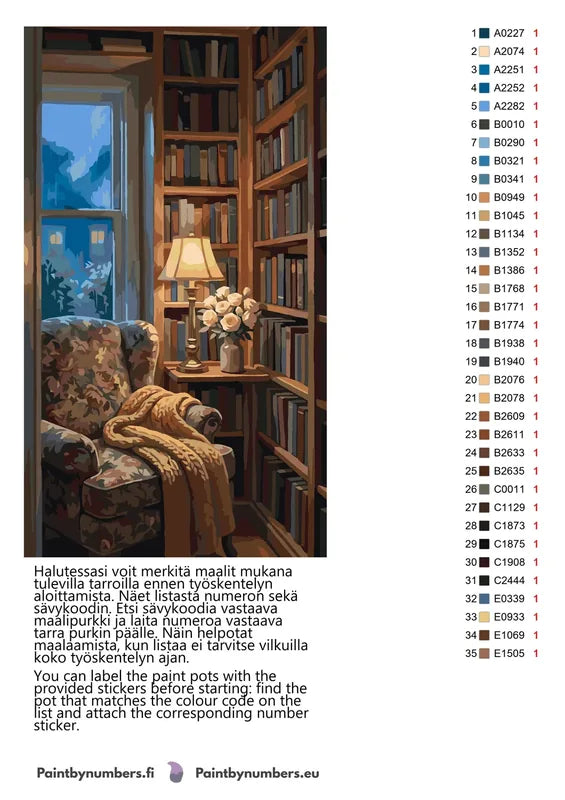 Värikartta ja ohjeet - Armchair and Bookshelves 40x70cm