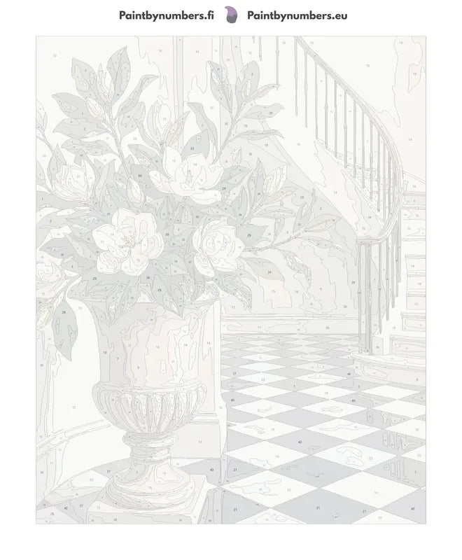 Numeromaalauskangas – Magnolia Vase in Hallway