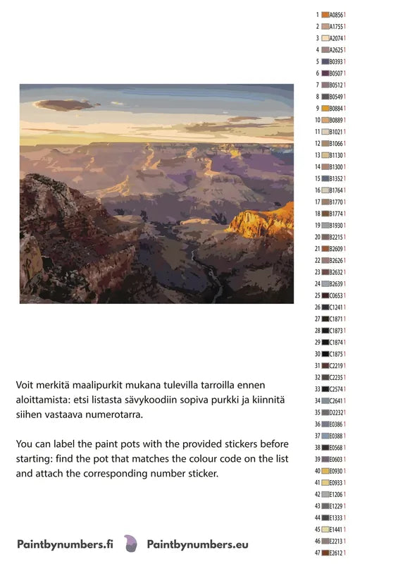 Numeromaalauksen väriluettelo - maisema