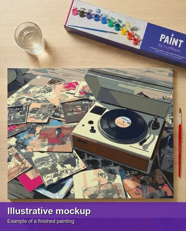 Valmiin numeromaalauksen havainnekuva - Vinyl Records 50x40cm