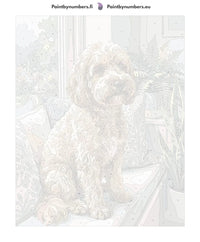 Thumbnail for Numeroitu kangas - Curly Dog on Sofa 40x50cm