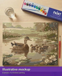 Thumbnail for Valmiin numeromaalauksen havainnekuva - Ducklings in Water 50x40cm