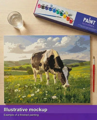 Thumbnail for Valmiin numeromaalauksen havainnekuva - Cow in Flower Field 50x40cm