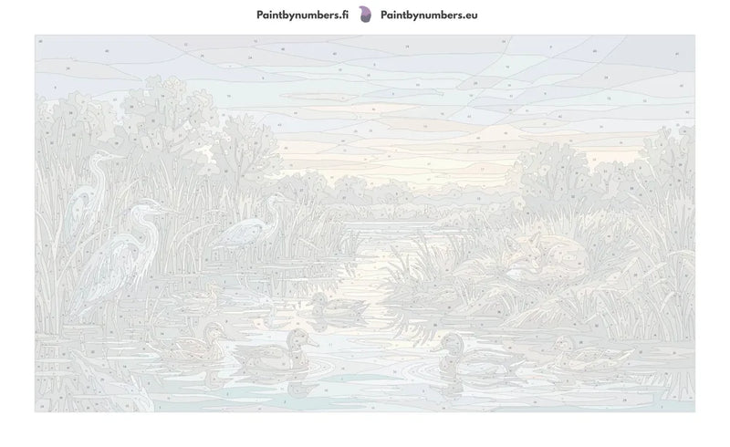 Numeroitu kangas - Herons Ducks and Fox 70x40cm