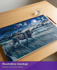Thumbnail for Valmiin numeromaalauksen havainnekuva - Lion Under Moonlight 70x40cm