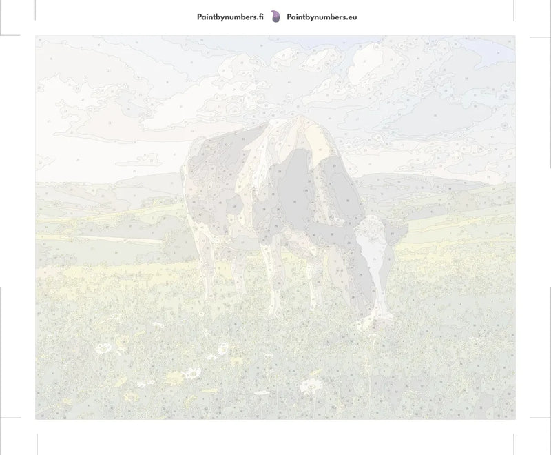 Paint by numbers canvas - Cow in Flower Field