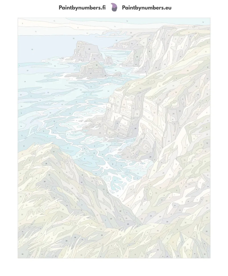 Numeroitu kangas - Cliffs and Ocean Waves 40x50cm