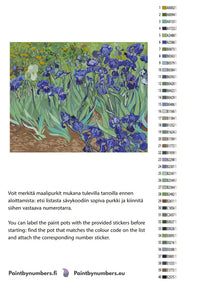 Thumbnail for Paint by numbers color chart - Irises - väriluettelo ja ohjeet