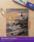 Thumbnail for Valmiin numeromaalauksen havainnekuva - Sunset Lighthouse Serenity 40x50cm