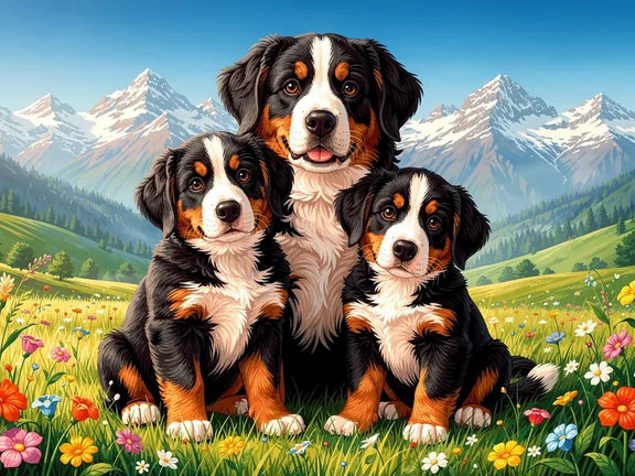 Timanttimaalaus Bernese Mountain Dogs