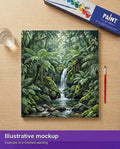 Thumbnail for Valmiin numeromaalauksen havainnekuva - Jungle Waterfall Stream 50x50cm