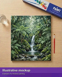 Thumbnail for Valmiin numeromaalauksen havainnekuva - Jungle Waterfall Stream 50x50cm