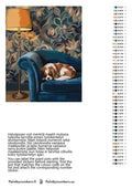 Thumbnail for Paint by numbers color chart - Dog Sleeping on Sofa - väriluettelo ja ohjeet