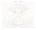 Thumbnail for Paint by numbers canvas - Cute Cow with Flowers