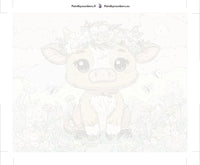 Thumbnail for Paint by numbers canvas - Cute Cow with Flowers