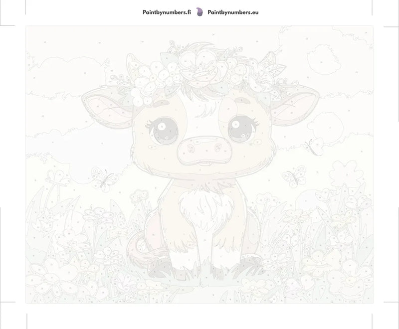 Paint by numbers canvas - Cute Cow with Flowers