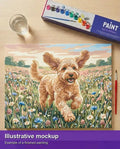 Thumbnail for Valmiin numeromaalauksen havainnekuva - Curly Dog in Meadow 50x40cm