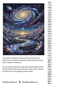 Thumbnail for Paint by numbers color chart - Galaxy Over River Landscape - väriluettelo ja ohjeet