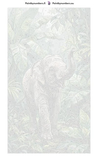 Thumbnail for Numeroitu kangas - Baby Elephant in Jungle 40x70cm